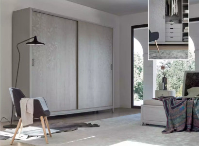 Schlafzimmer Kleiderschrank Material Holz Schrank grau Modern neu